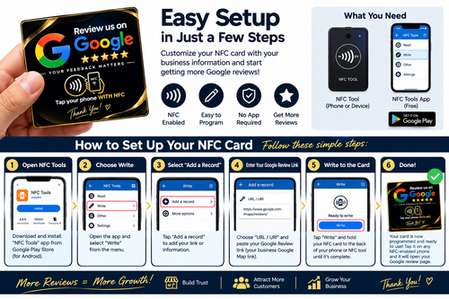 Google Review NFC Tap Card for Businesses | Reusable Counter Display
